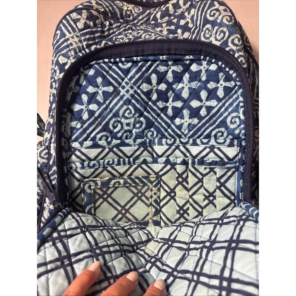 Vera Bradley Cuban Tiles Campus Tech Backpack RETIRED Blue Laptop Compartment